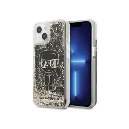 Karl Lagerfeld Gatsby Ikonik - Coque en silicone à paillettes liquides iPhone 14 Plus