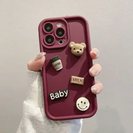 Coque iPhone: Bear & Coffee (Tous iPhones) (7-couleurs)